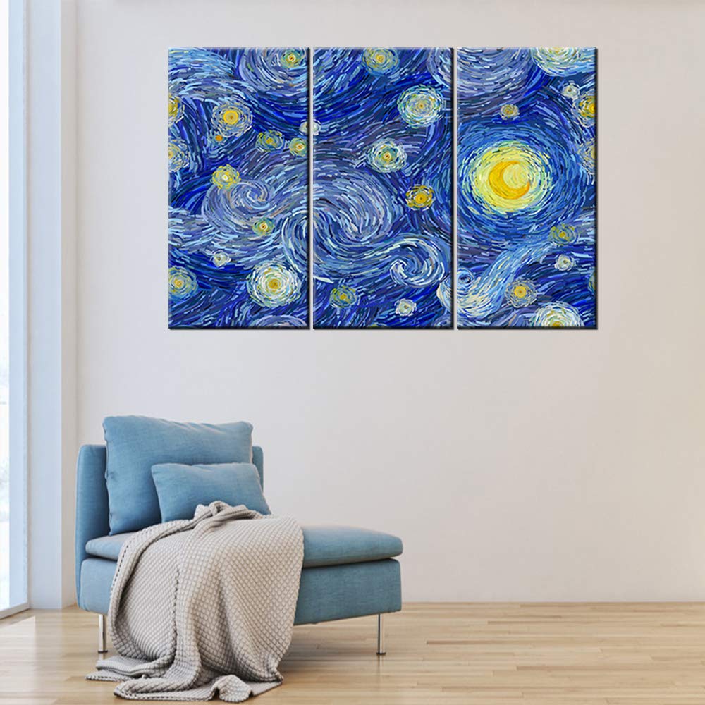 Amazon.co.jp: 青い抽象画 キャンバス ウォールアート 星月夜